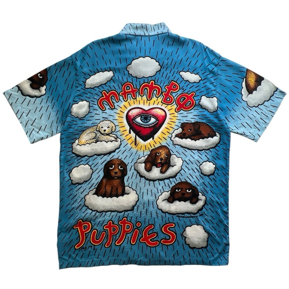 Mambo Loud Hawaiian Shirt Mens S Dog Puppy VTG Y2K 90s Festival by Reg Mombasaa - Picture 4 of 11